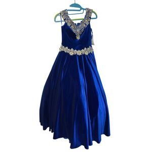 Little Rosie Pageant‎ Royal Blue Embellished Bling Formal Dress Gown Girls 10